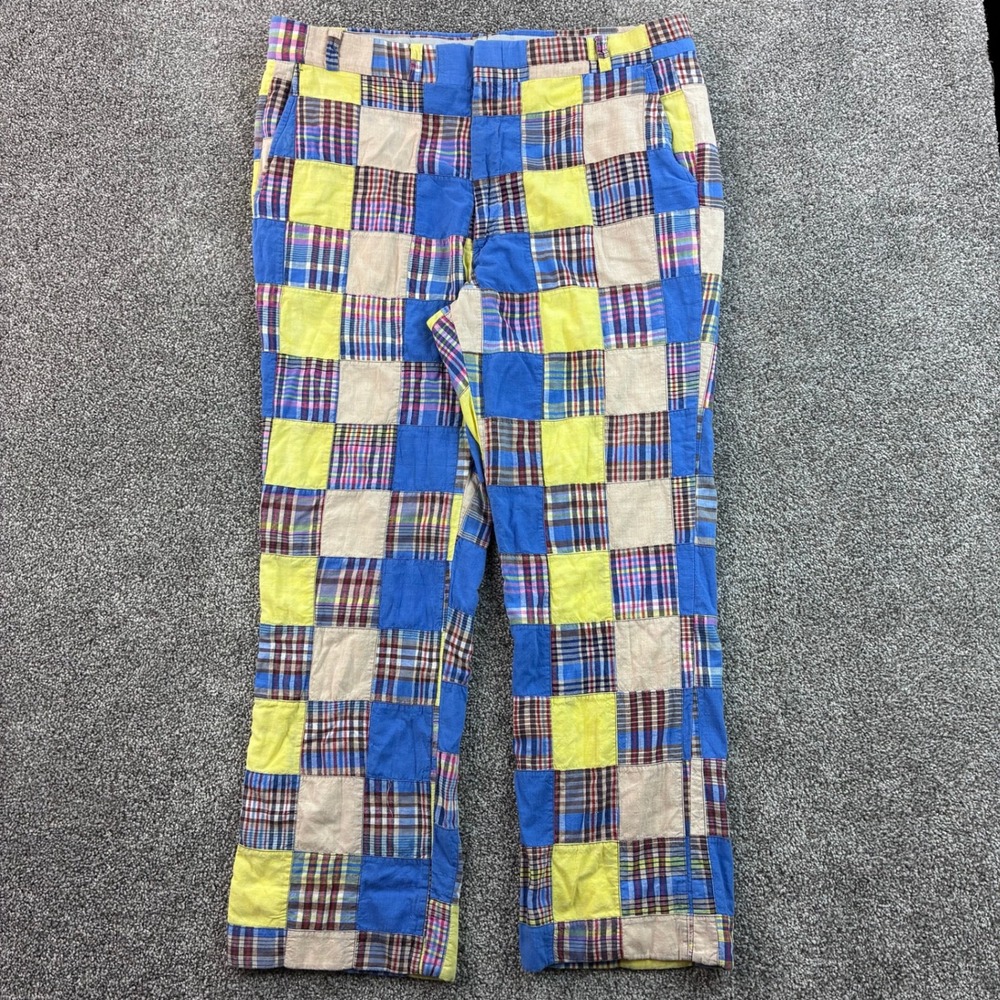 Vintage Jaymar Patchwork Pants Mens 38x28 Multi Color Madras Plaid Slacks
